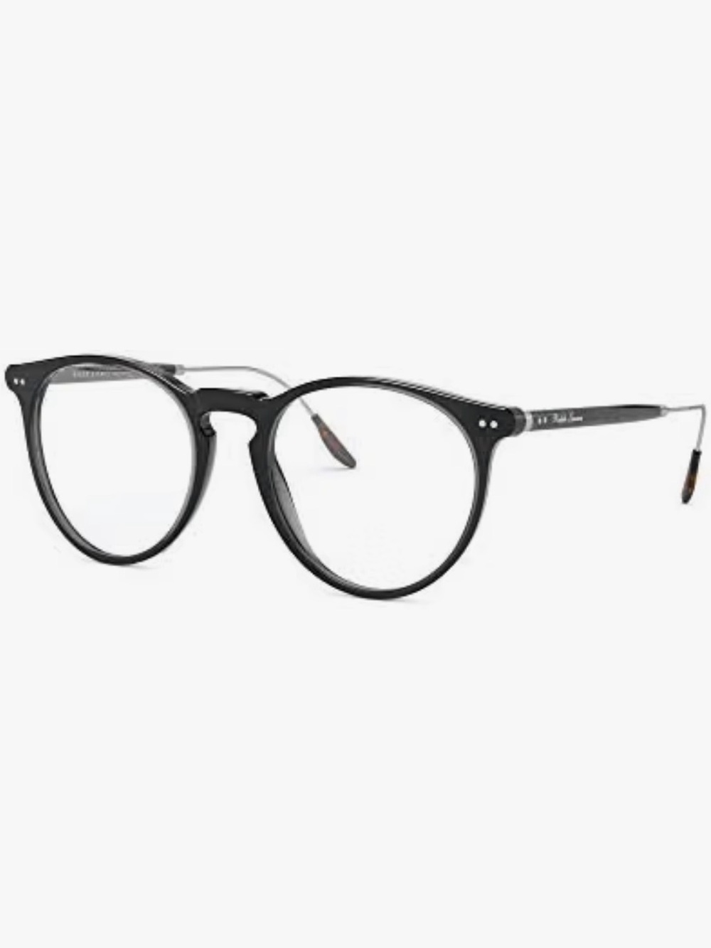 Iconic Ralph Lauren Rl6195p Black Round Metal-Acetate Eyeglasses